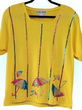 SINGING IN THE RAIN Y2K SUPER MCBLING EMBELLISHED T-SHIRT L